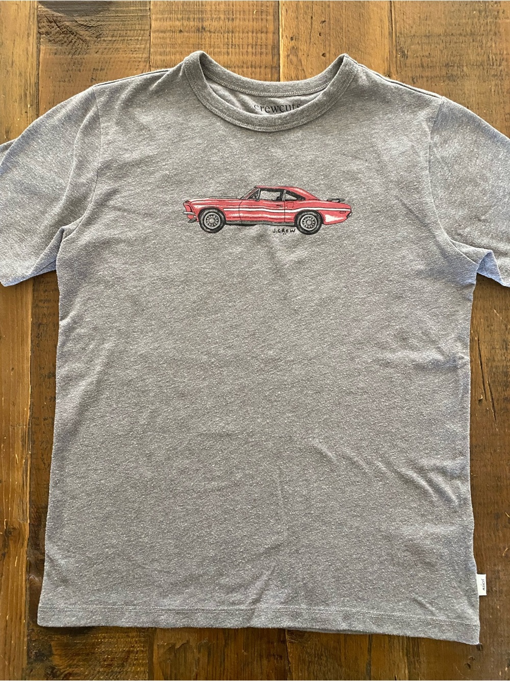 J. Crew Crew Cuts Boys Gray Graphic Car Tee, Large 10-11